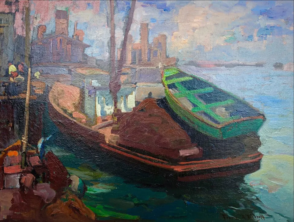 Franz A. Bischoff, San Pedro Fishing Boats, oil on canvas